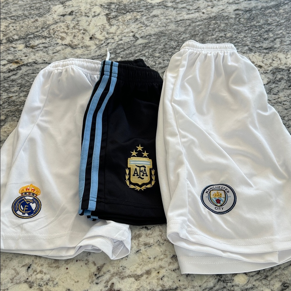 White and Black Soccer Shorts Set